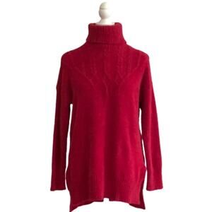 Maurices Sweater Top Red Soft Knit Pullover Tunic Turtleneck Relaxed Small NEW